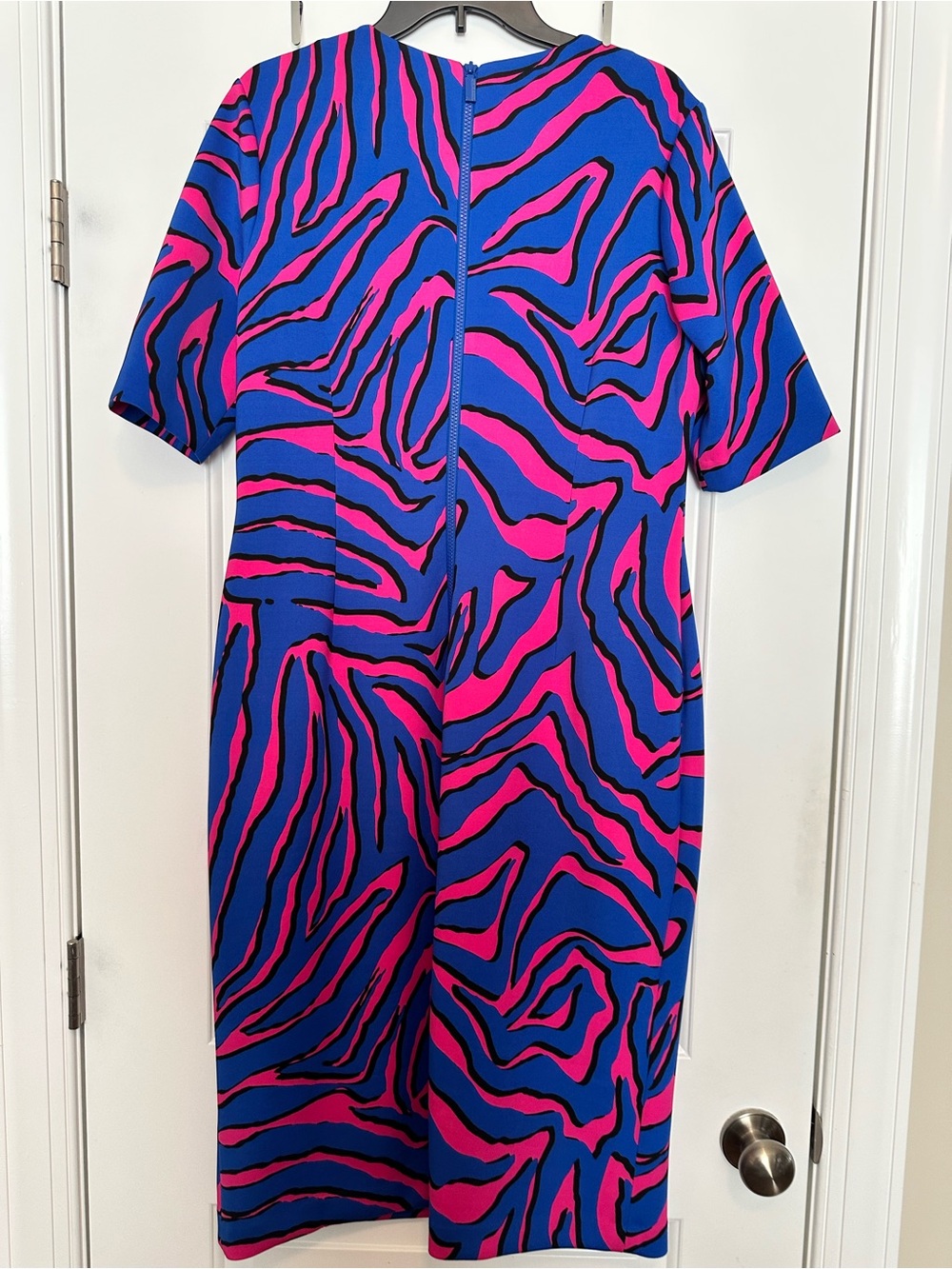 Anne Klein Blue & Hot Pink Zebra-Print Midi Dress - Picture 2 of 3